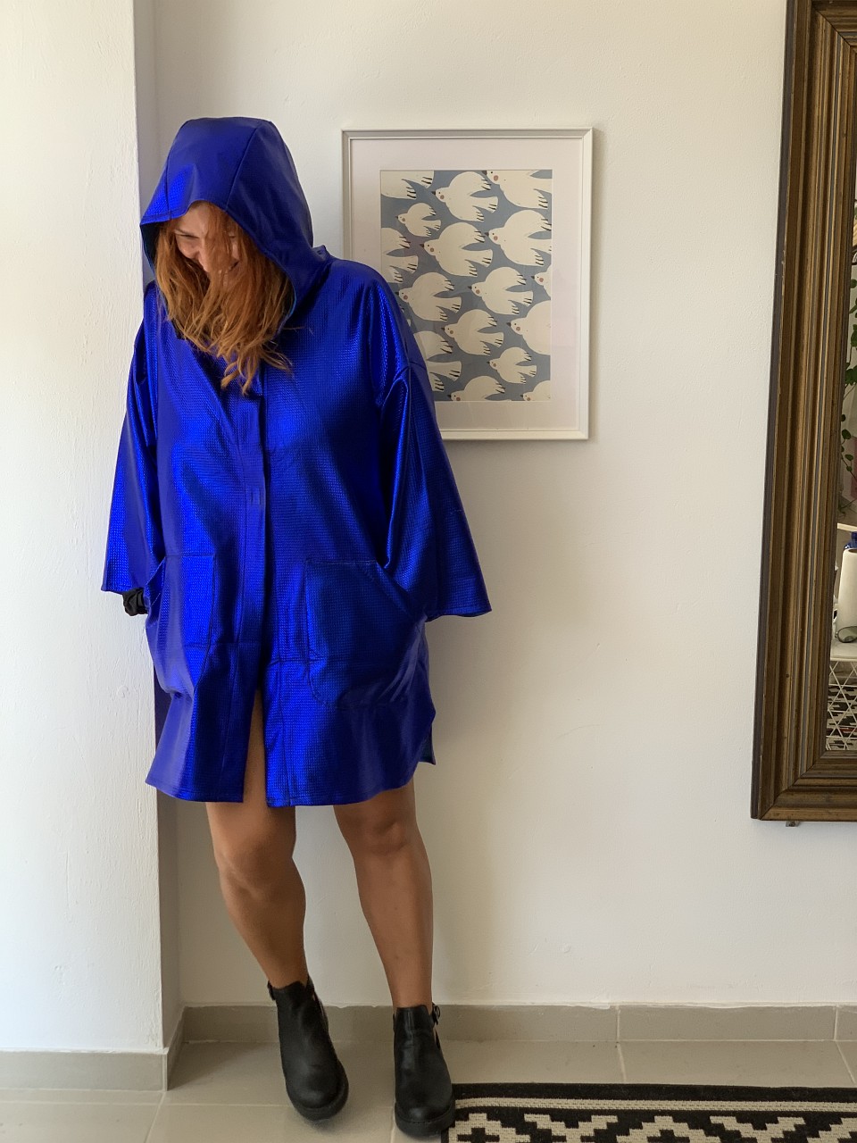 Tutu Skirt Blue Lame Hooded Coat