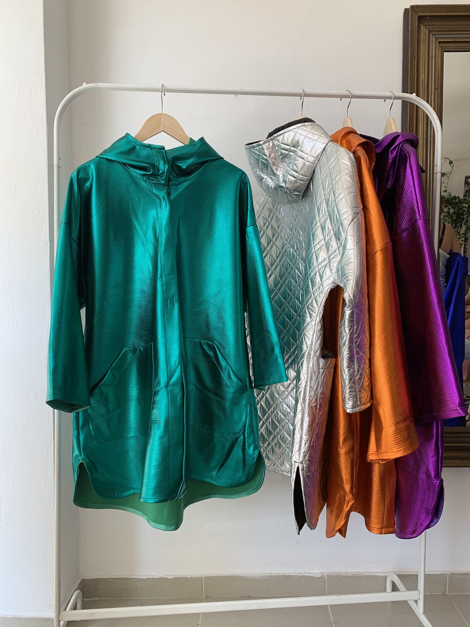 Product preview: Tulle Tutu Skirt  Emerald Green Lame Hooded Coat